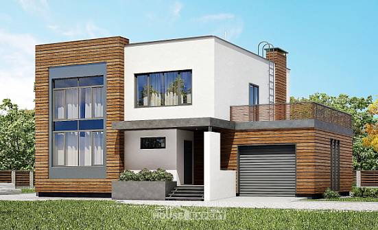 220-003-П Проект двухэтажного дома и гаражом, уютный дом из керамзитобетонных блоков Севастополь | Проекты домов от House Expert