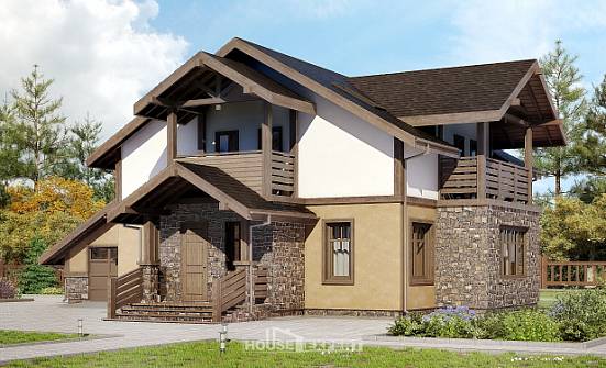 180-011-Л Проект двухэтажного дома мансардой, гараж, компактный домик из бризолита Севастополь | Проекты домов от House Expert
