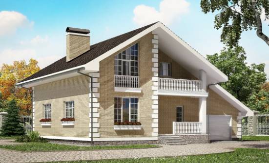 190-005-П Проект двухэтажного дома с мансардой, гараж, современный домик из поризованных блоков Севастополь | Проекты домов от House Expert