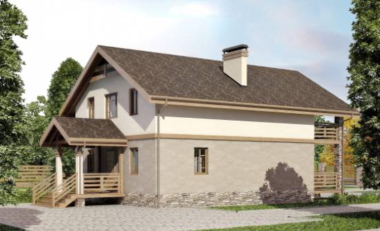 160-010-Л Проект двухэтажного дома с мансардой, небольшой домик из твинблока Севастополь | Проекты домов от House Expert