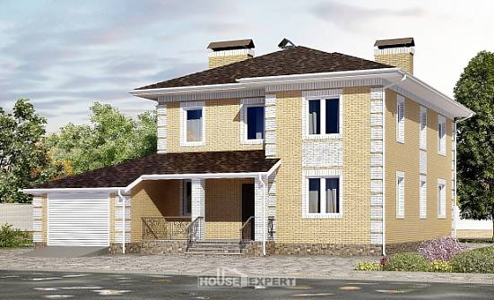 220-006-Л Проект двухэтажного дома и гаражом, средний загородный дом из блока Севастополь | Проекты домов от House Expert