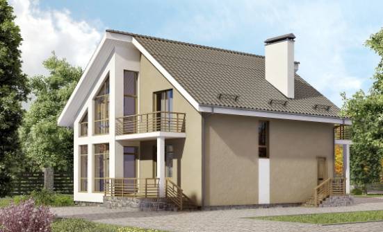 170-006-Л Проект двухэтажного дома мансардный этаж, доступный загородный дом из бризолита Севастополь | Проекты домов от House Expert
