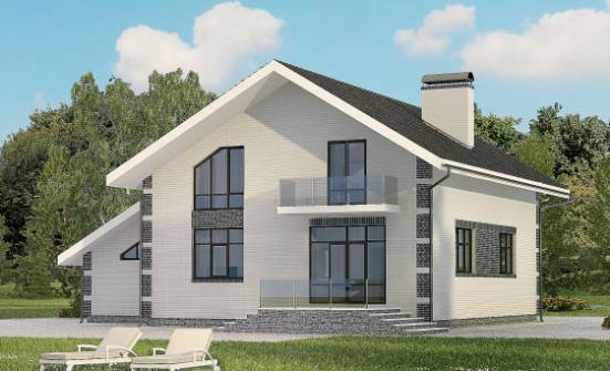 180-001-П Проект двухэтажного дома мансардой, гараж, классический дом из блока Севастополь | Проекты домов от House Expert