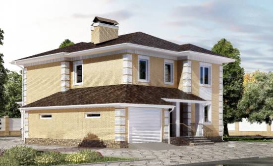 220-006-Л Проект двухэтажного дома и гаражом, средний загородный дом из блока Севастополь | Проекты домов от House Expert
