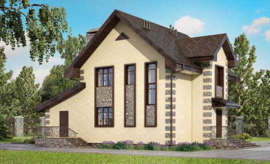 160-004-П Проект двухэтажного дома и гаражом, недорогой загородный дом из теплоблока Севастополь | Проекты домов от House Expert