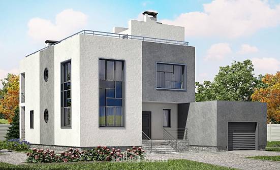 255-001-П Проект двухэтажного дома и гаражом, уютный дом из пеноблока Севастополь | Проекты домов от House Expert