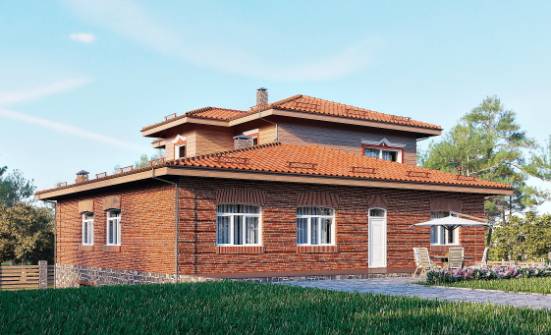 380-002-Л Проект трехэтажного дома и гаражом, большой домик из кирпича Севастополь | Проекты домов от House Expert