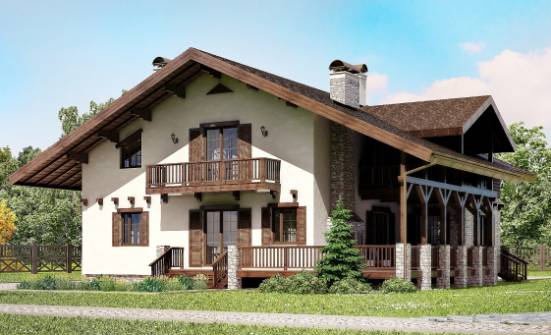 250-003-П Проект двухэтажного дома мансардный этаж, уютный коттедж из арболита Севастополь | Проекты домов от House Expert