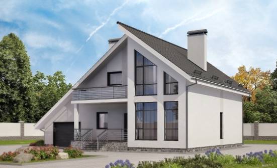 200-007-Л Проект двухэтажного дома мансардой, гараж, средний дом из блока Севастополь | Проекты домов от House Expert