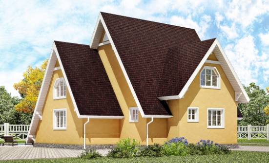 155-008-П Проект двухэтажного дома мансардой, красивый коттедж из бревен Севастополь | Проекты домов от House Expert