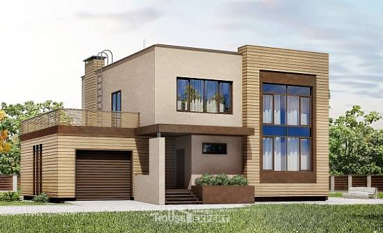 220-003-Л Проект двухэтажного дома, гараж, красивый коттедж из керамзитобетонных блоков Севастополь | Проекты домов от House Expert