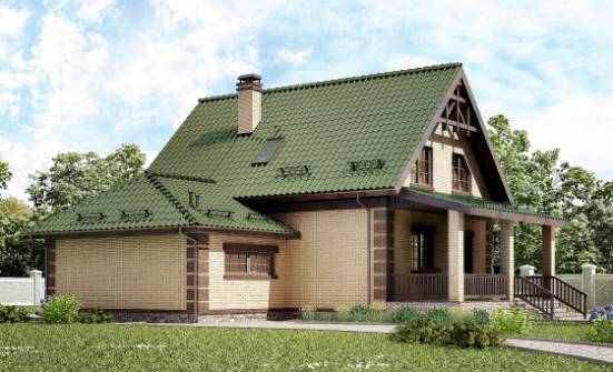 160-007-П Проект двухэтажного дома с мансардным этажом и гаражом, небольшой коттедж из пеноблока Севастополь | Проекты домов от House Expert