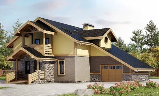 180-011-П Проект двухэтажного дома мансардный этаж и гаражом, небольшой загородный дом из бризолита Севастополь | Проекты домов от House Expert