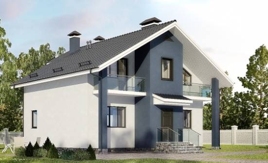 150-005-П Проект двухэтажного дома мансардой, доступный коттедж из теплоблока Севастополь | Проекты домов от House Expert