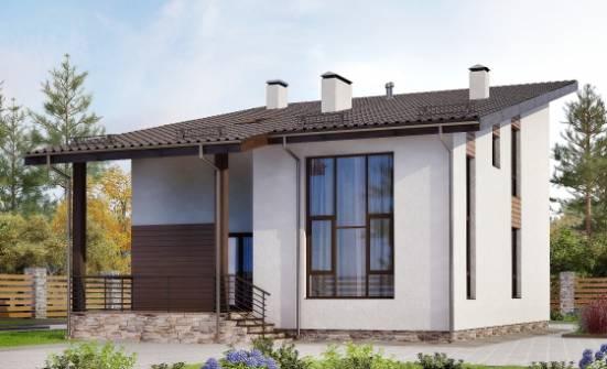 140-005-П Проект двухэтажного дома мансардный этаж, скромный коттедж из пеноблока Севастополь | Проекты домов от House Expert