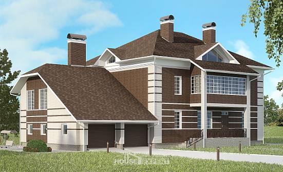 505-002-Л Проект трехэтажного дома и гаражом, просторный домик из кирпича Севастополь | Проекты домов от House Expert