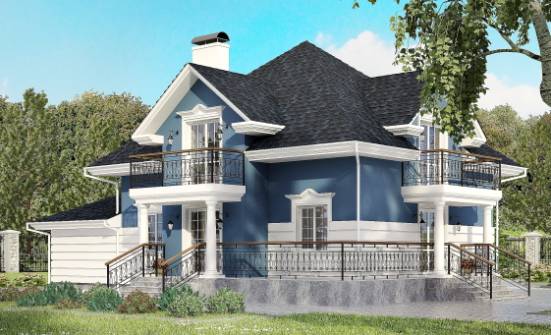180-002-П Проект двухэтажного дома с мансардным этажом и гаражом, классический дом из кирпича Севастополь | Проекты домов от House Expert