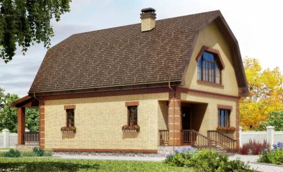 130-005-Л Проект двухэтажного дома мансардный этаж, доступный загородный дом из пеноблока Севастополь | Проекты домов от House Expert