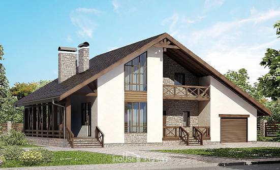 265-001-П Проект двухэтажного дома мансардой, гараж, просторный дом из бризолита Севастополь | Проекты домов от House Expert