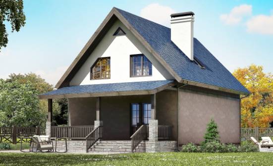 130-003-П Проект двухэтажного дома с мансардой, простой коттедж из теплоблока Севастополь | Проекты домов от House Expert