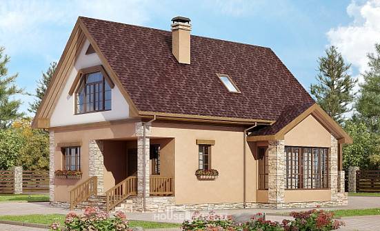 140-002-П Проект двухэтажного дома с мансардой, экономичный коттедж из газобетона Севастополь | Проекты домов от House Expert