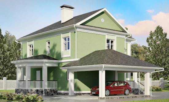 170-001-Л Проект двухэтажного дома и гаражом, бюджетный коттедж из газосиликатных блоков Севастополь | Проекты домов от House Expert