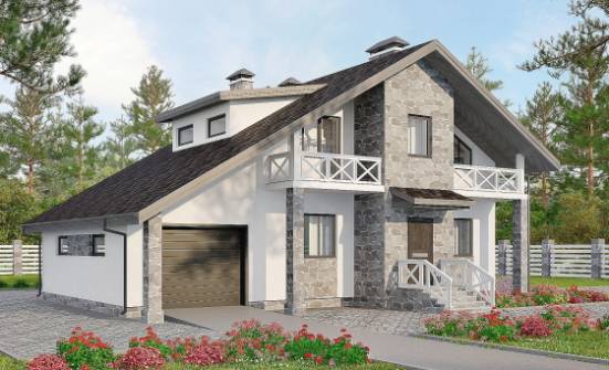180-017-Л Проект двухэтажного дома мансардой, гараж, средний дом из теплоблока Севастополь | Проекты домов от House Expert