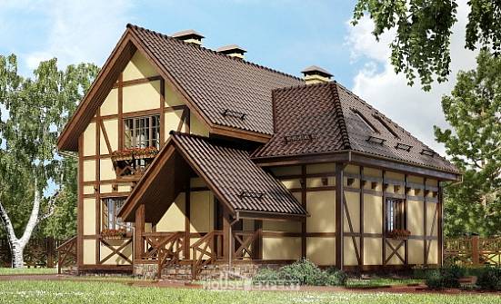 160-003-П Проект двухэтажного дома мансардный этаж, бюджетный коттедж из теплоблока Севастополь | Проекты домов от House Expert