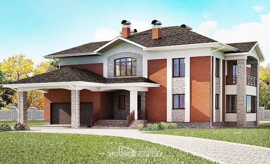 400-002-Л Проект двухэтажного дома, гараж, красивый домик из кирпича Севастополь | Проекты домов от House Expert