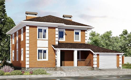 220-004-Л Проект двухэтажного дома, гараж, средний загородный дом из кирпича Севастополь | Проекты домов от House Expert