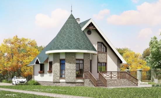 170-003-Л Проект двухэтажного дома с мансардным этажом, доступный домик из газобетона Севастополь | Проекты домов от House Expert