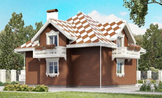 155-003-Л Проект двухэтажного дома с мансардным этажом, гараж, простой коттедж из газобетона Севастополь | Проекты домов от House Expert