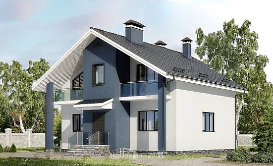 150-005-П Проект двухэтажного дома мансардой, доступный коттедж из теплоблока Севастополь | Проекты домов от House Expert