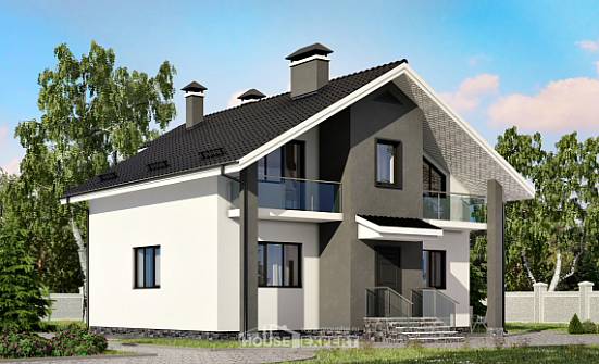 150-005-Л Проект двухэтажного дома с мансардой, классический дом из блока Севастополь | Проекты домов от House Expert