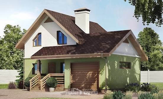 120-002-П Проект двухэтажного дома мансардный этаж и гаражом, экономичный дом из бризолита Севастополь | Проекты домов от House Expert