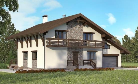 280-001-П Проект двухэтажного дома с мансардой и гаражом, большой загородный дом из кирпича Севастополь | Проекты домов от House Expert
