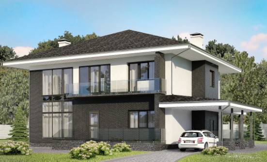 245-002-П Проект двухэтажного дома и гаражом, классический коттедж из поризованных блоков Севастополь | Проекты домов от House Expert