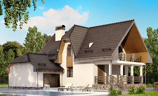 150-001-Л Проект двухэтажного дома мансардный этаж, гараж, недорогой загородный дом из арболита Севастополь | Проекты домов от House Expert