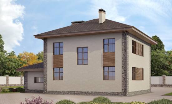 185-004-П Проект двухэтажного дома и гаражом, красивый загородный дом из арболита Севастополь | Проекты домов от House Expert