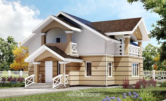 155-009-П Проект двухэтажного дома мансардный этаж, недорогой коттедж из пеноблока Севастополь | Проекты домов от House Expert