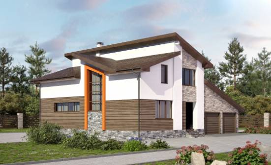 240-004-П Проект двухэтажного дома с мансардой, гараж, просторный загородный дом из бризолита Севастополь | Проекты домов от House Expert