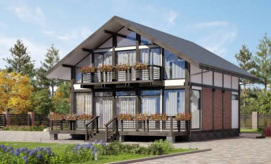 170-007-П Проект двухэтажного дома с мансардой, экономичный дом из бревен Севастополь | Проекты домов от House Expert