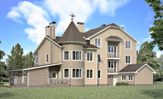 555-001-Л Проект трехэтажного дома с мансардой и гаражом, уютный загородный дом из блока Севастополь | Проекты домов от House Expert