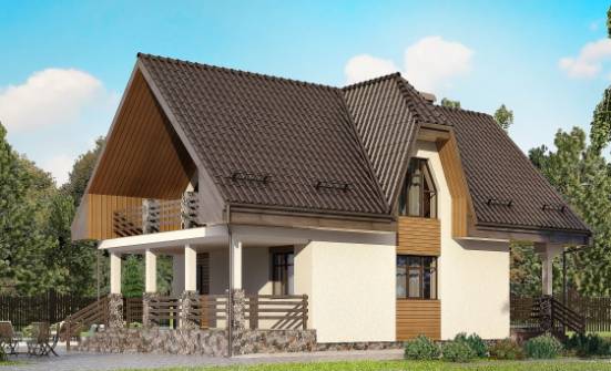 150-001-Л Проект двухэтажного дома мансардный этаж, гараж, недорогой загородный дом из арболита Севастополь | Проекты домов от House Expert