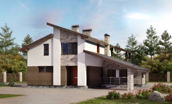 200-010-П Проект двухэтажного дома с мансардой и гаражом, просторный загородный дом из пеноблока Севастополь | Проекты домов от House Expert