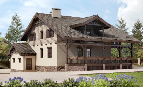 255-002-П Проект двухэтажного дома с мансардой, гараж, большой домик из пеноблока Севастополь | Проекты домов от House Expert