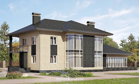 305-003-Л Проект двухэтажного дома, большой коттедж из поризованных блоков Севастополь | Проекты домов от House Expert