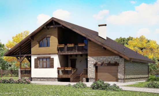 220-005-П Проект двухэтажного дома с мансардой и гаражом, современный загородный дом из кирпича Севастополь | Проекты домов от House Expert