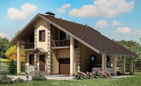 150-003-П Проект двухэтажного дома мансардой и гаражом, красивый коттедж из теплоблока Севастополь | Проекты домов от House Expert