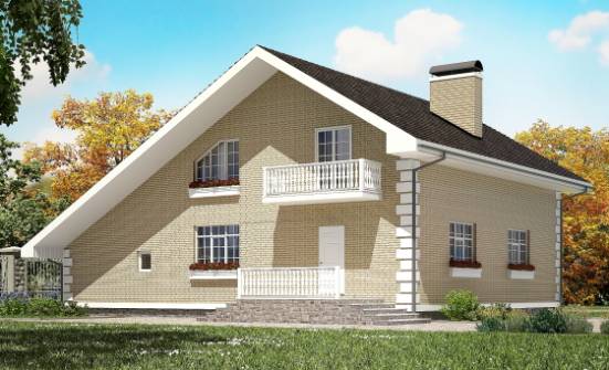 190-005-П Проект двухэтажного дома с мансардой, гараж, современный домик из поризованных блоков Севастополь | Проекты домов от House Expert